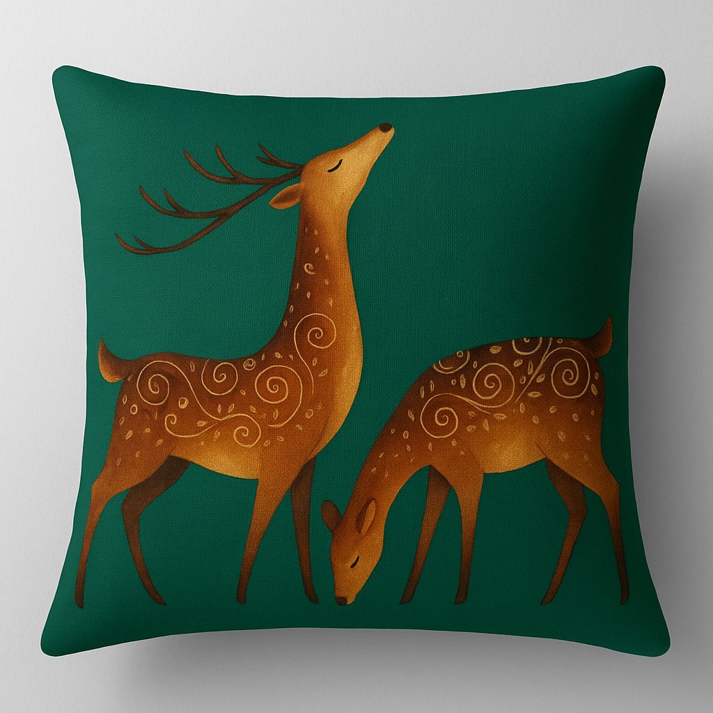 Enchanted Deer Motif Cushion Set